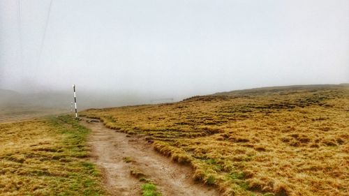 Road amidst field against sky