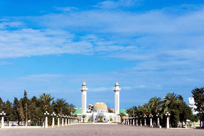 View of historical building against blue sky