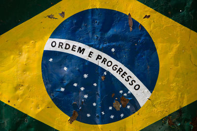 Close-up of information sign