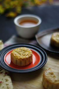 Close-up of pastry on plate