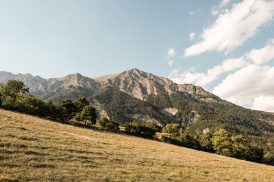 Scenic view of mountains against sky