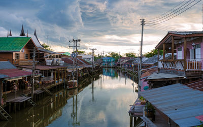 Boats moored at harbor