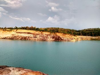 Scenic view of lake against sky