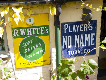 Close-up of road sign