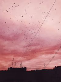 Low angle view of birds flying in sky