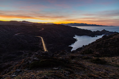 Scenic view of landscape against sky during sunset