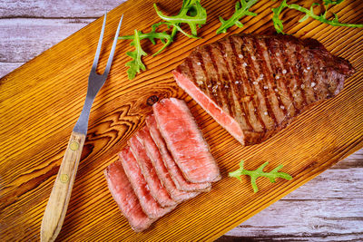 High angle view of food on table