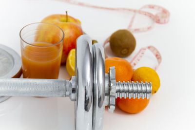 High angle view of food on white background