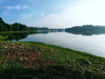 Scenic view of lake against sky