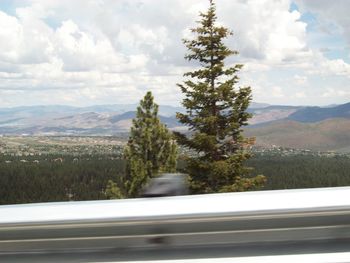 High angle view of mountain road against cloudy sky