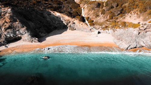 Rock formation in sea