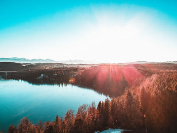 Scenic view of lake against clear sky