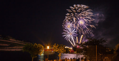 Firework display at night