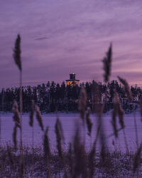 Panoramic view of buildings against sky during winter