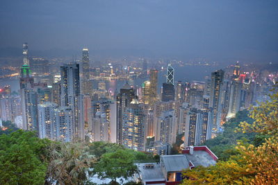 High angle view of buildings in city