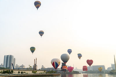 Hot air balloons flying in sky