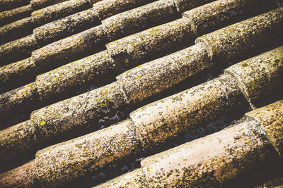 Full frame shot of old roof tiles