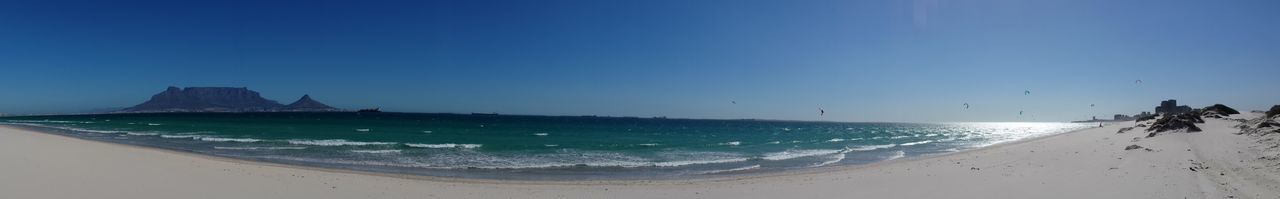 Panoramic view of beach against blue sky