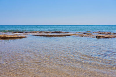 Scenic view of sea against clear sky