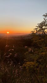 Scenic view of sunset over land