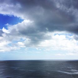 Scenic view of sea against cloudy sky
