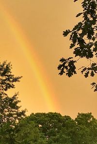 Scenic view of rainbow against sky during sunset