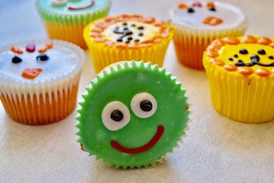 Close-up of cupcakes on table