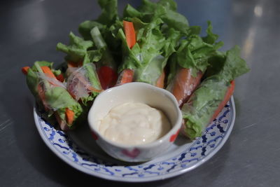 Close-up of meal served in plate