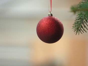 Close-up of red christmas ornament