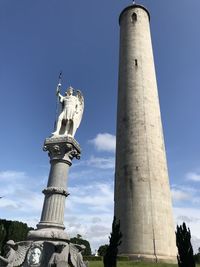 Low angle view of statue against sky