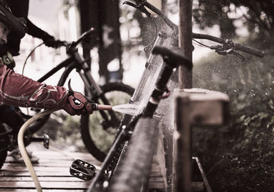 Close-up of padlock on bicycle