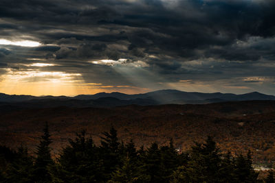 Grandfather mountain scenic view of mountains against sky during sunset