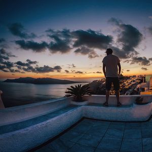 Scenic view of sea at sunset
