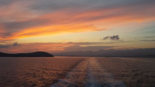 Scenic view of sea against sky during sunset