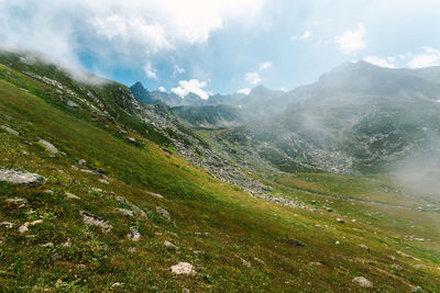 Scenic view of mountains against sky