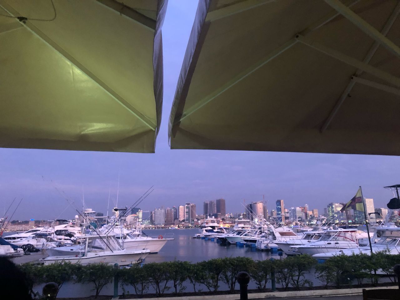 SAILBOATS MOORED ON SEA BY BUILDINGS AGAINST SKY