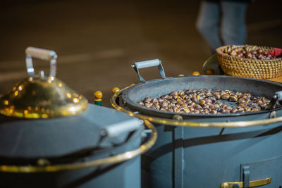 Close-up of food on barbecue grill