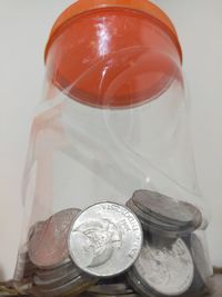 Close-up of glass of jar on table