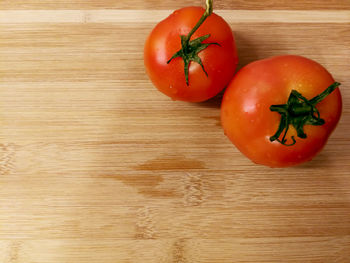 High angle view of tomatoes on table