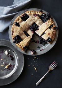 Fresh baked blueberry pie served