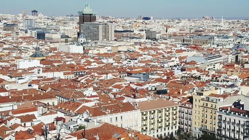 High angle view of townscape against sky