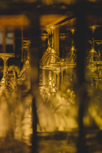 Close-up of upside down glass on table