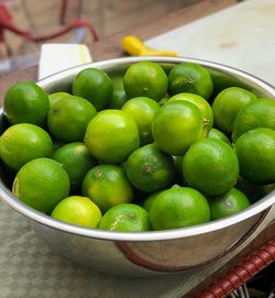 High angle view of fruits in basket