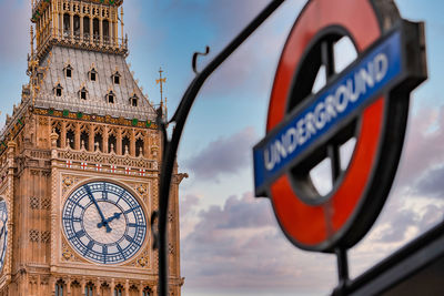 Close up view of the big ben clock tower and westminster in london.