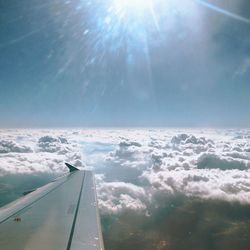 Aerial view of clouds over sea against sky