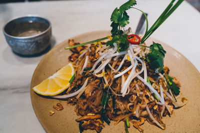 Close-up of food on table
