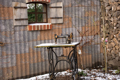 View of cat on bench