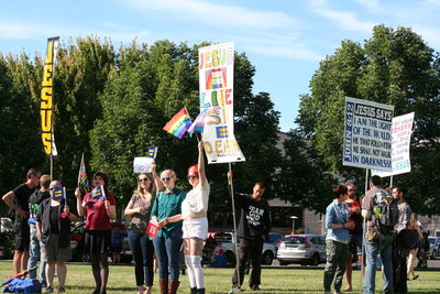 People on road against sky