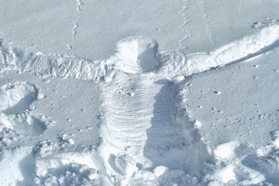 High angle view of snow