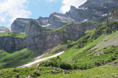 Scenic view of rocky mountains against sky